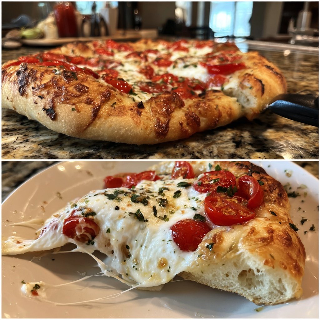 Pizza mit Tomaten und Burrata