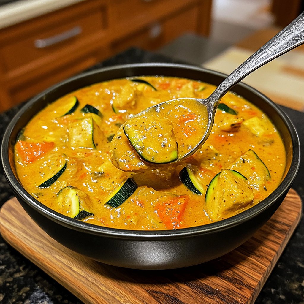 Cremige Kürbissuppe mit Zucchini