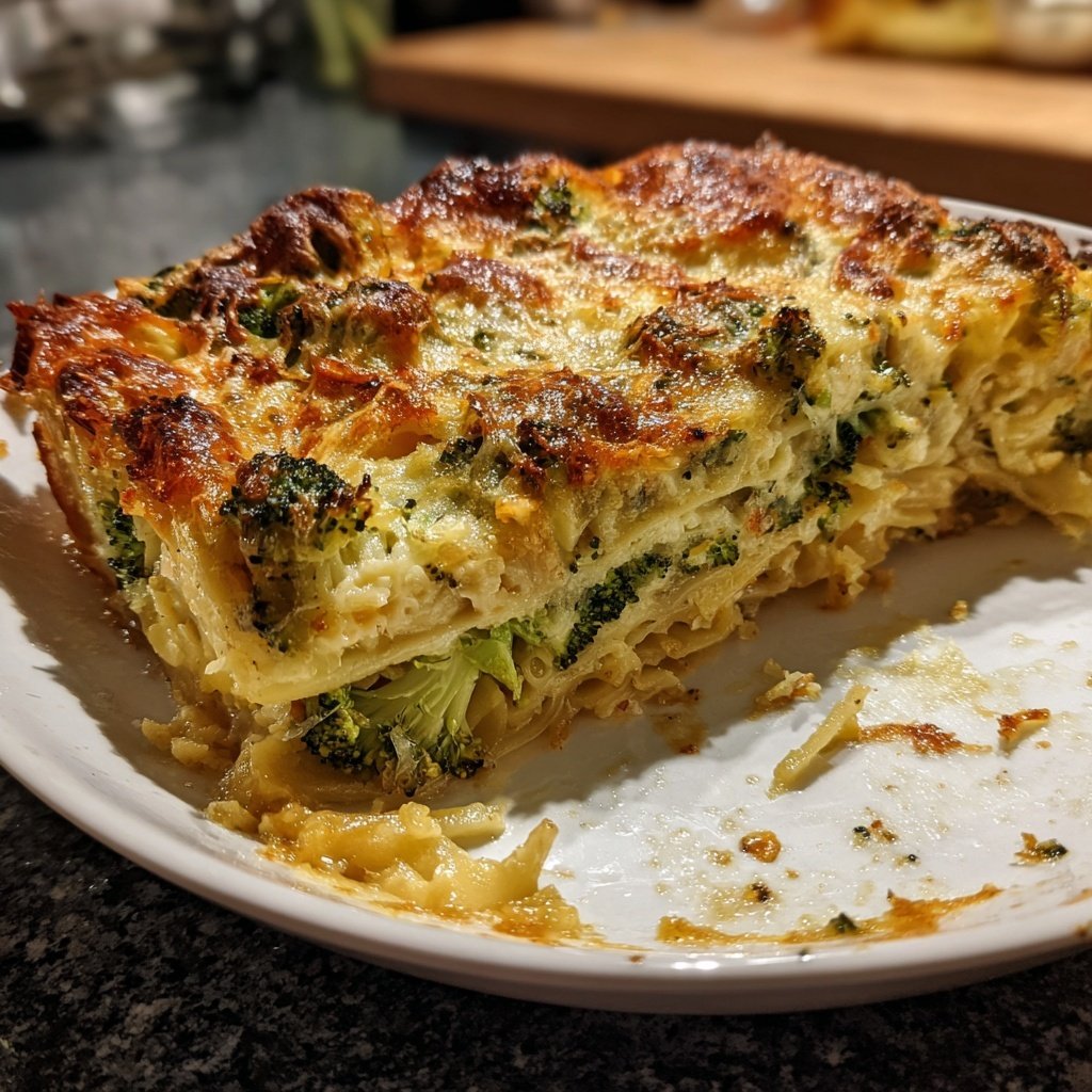 Vegetarischer Nudelauflauf mit Brokkoli