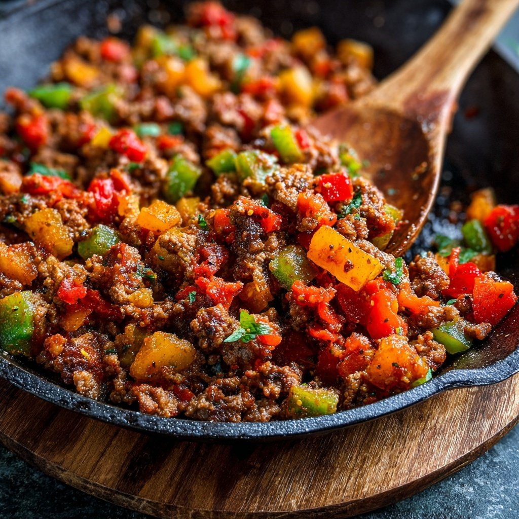 Hackfleisch Pfanne mit Paprika