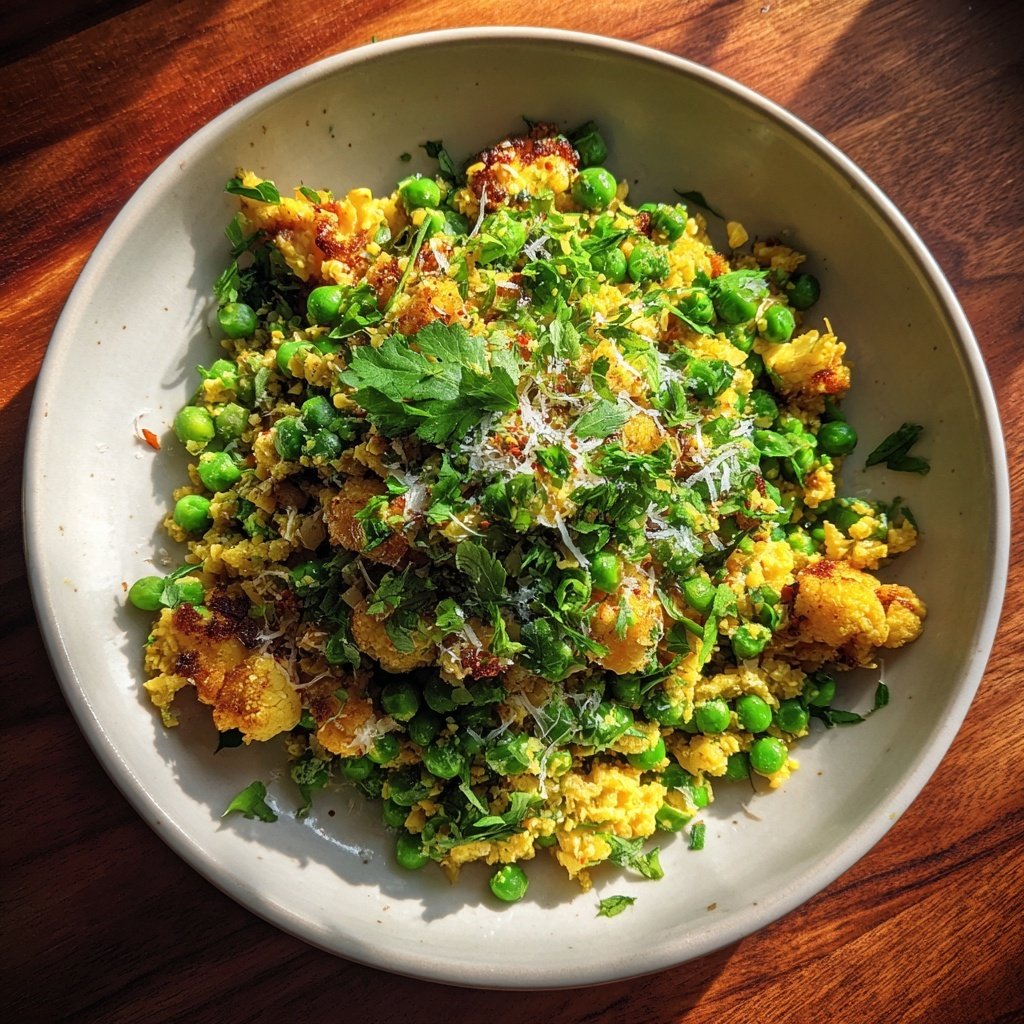Blumenkohl Reis Pfanne Mit Erbsen