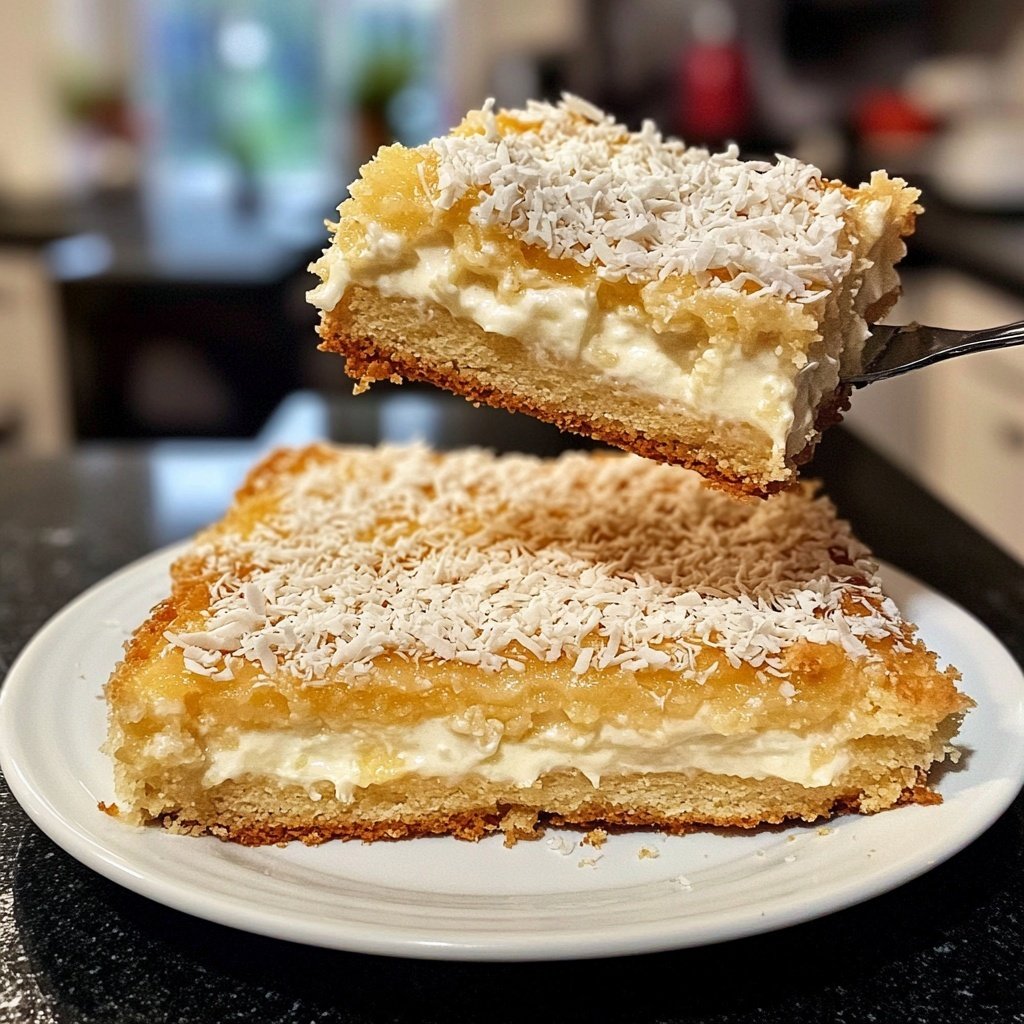 Kokoskuchen mit Vanillepudding