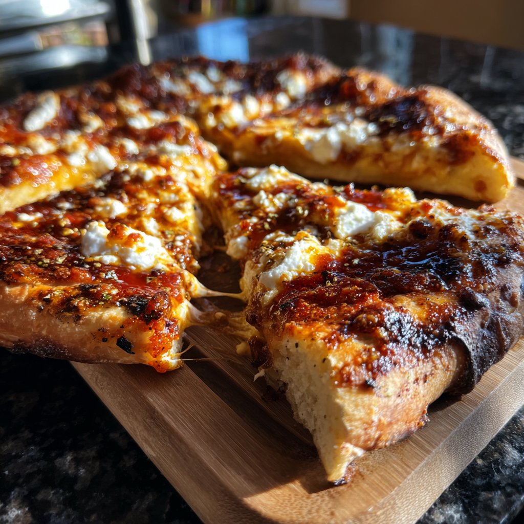 Pizza mit Ziegenkäse und Honig