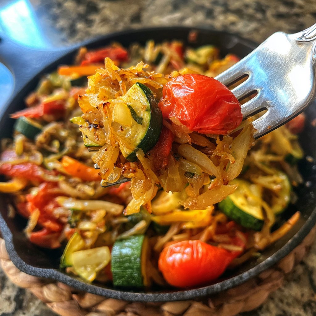 Mittagessen mit Gemüsepfanne
