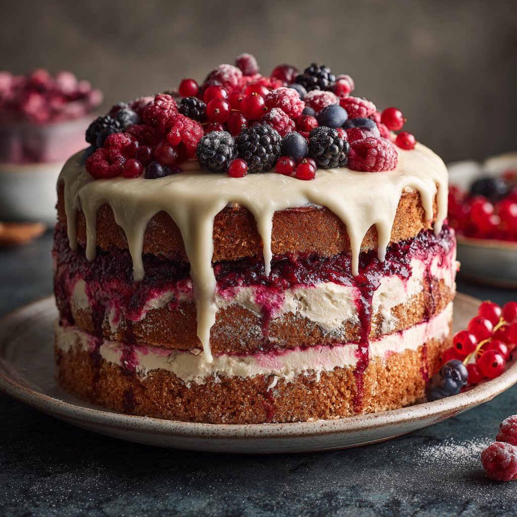 Geburtstagskuchen mit Beerencreme