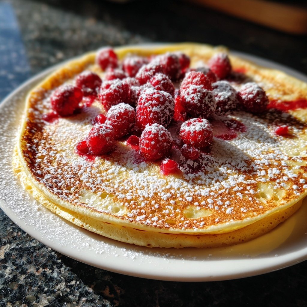 Pfannkuchen mit Himbeeren