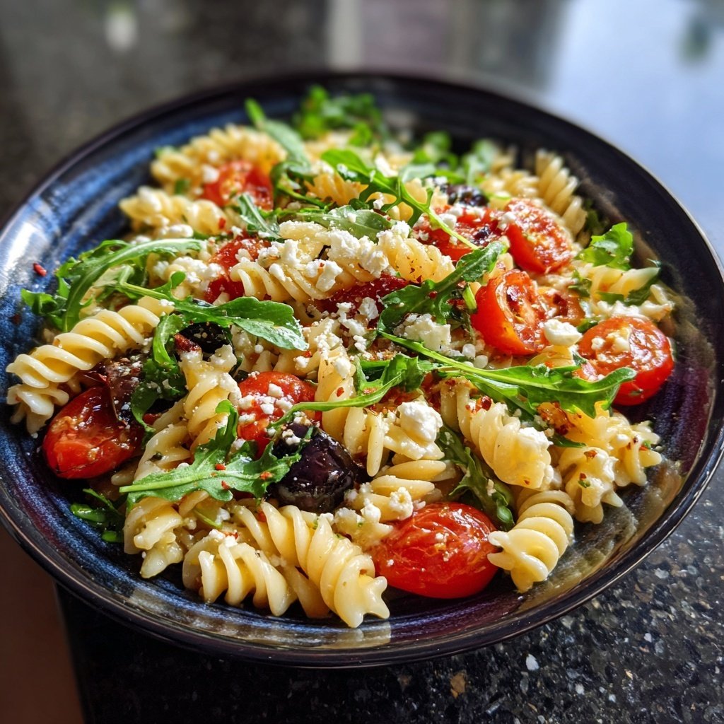 Mediterraner Nudelsalat Mit Rucola