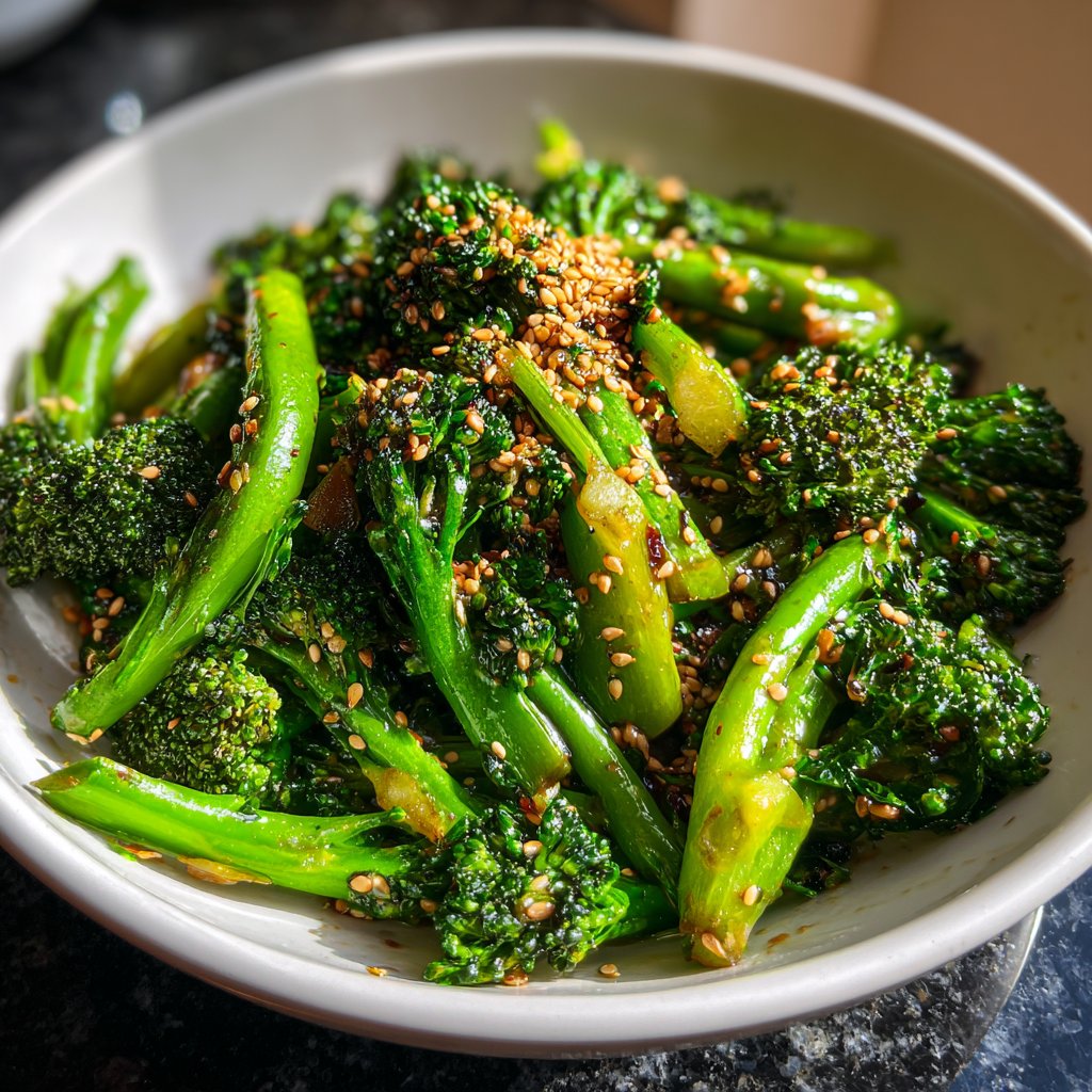 Gemüsepfanne mit Brokkoli und Sesam