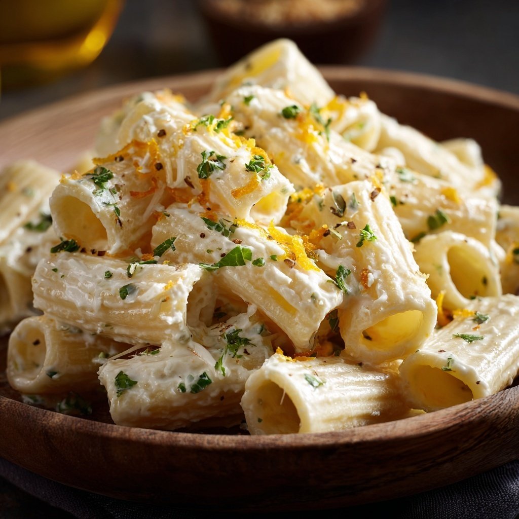 Rigatoni mit Ricotta und Zitrone